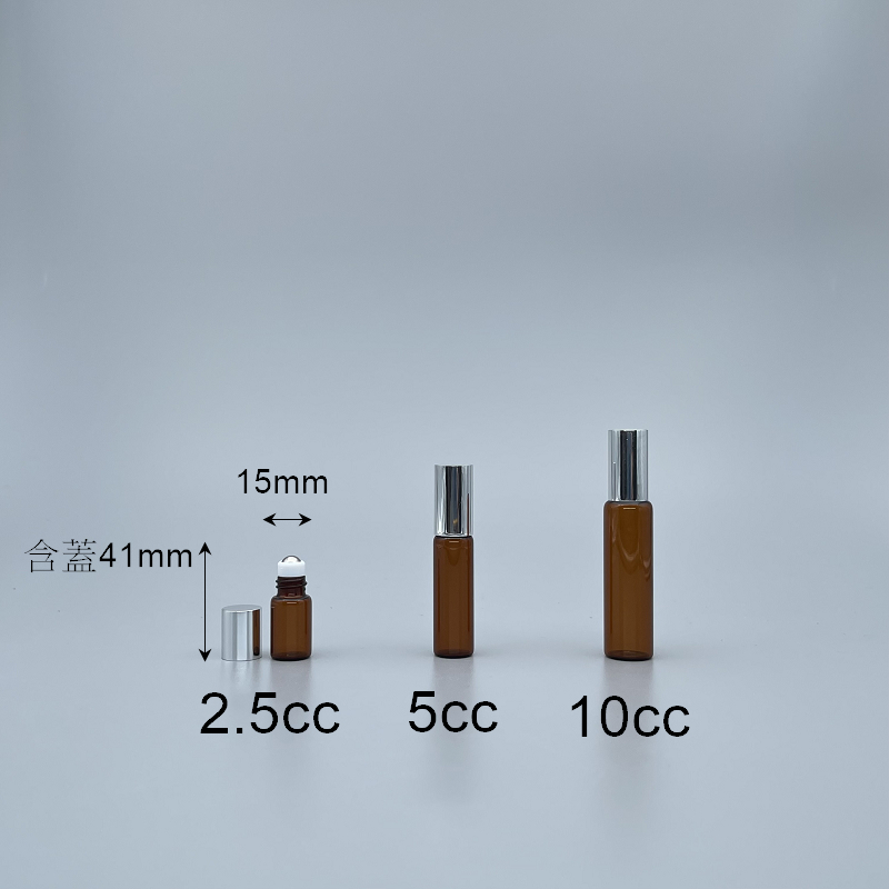 滾珠瓶 茶色 2.5cc  鋼珠頭 金蓋 15x30mm