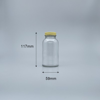 透明玻璃瓶 13K 黃鐵蓋 190ml