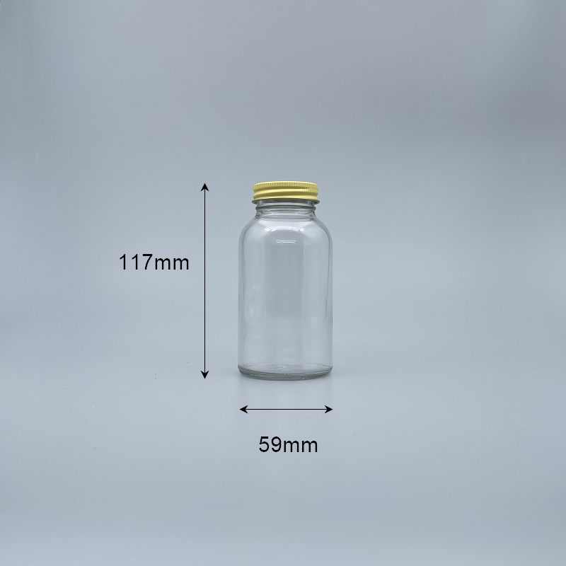 透明玻璃瓶 13K 黃鐵蓋 190ml