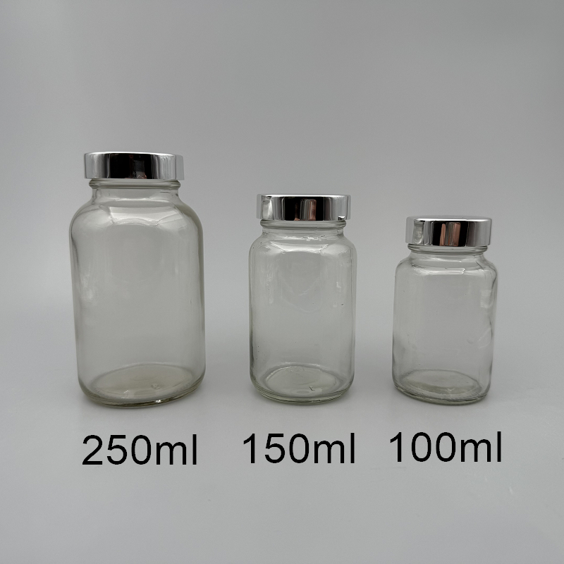 玻璃瓶 透明 銀蓋11# 45mm 250ml