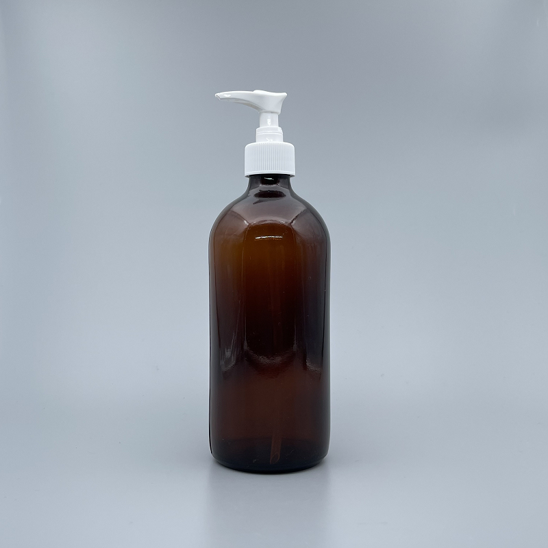 壓瓶 茶玻 500ml 28牙白壓頭