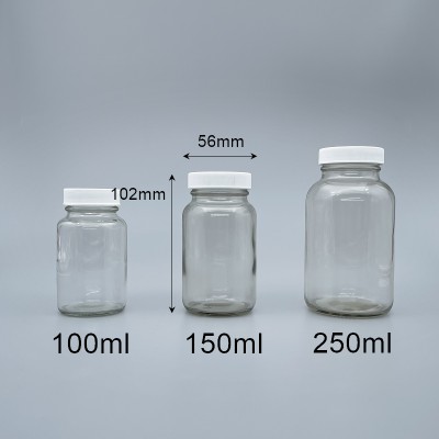 玻璃瓶 透明 白蓋+封口紙 150ml 3110A#