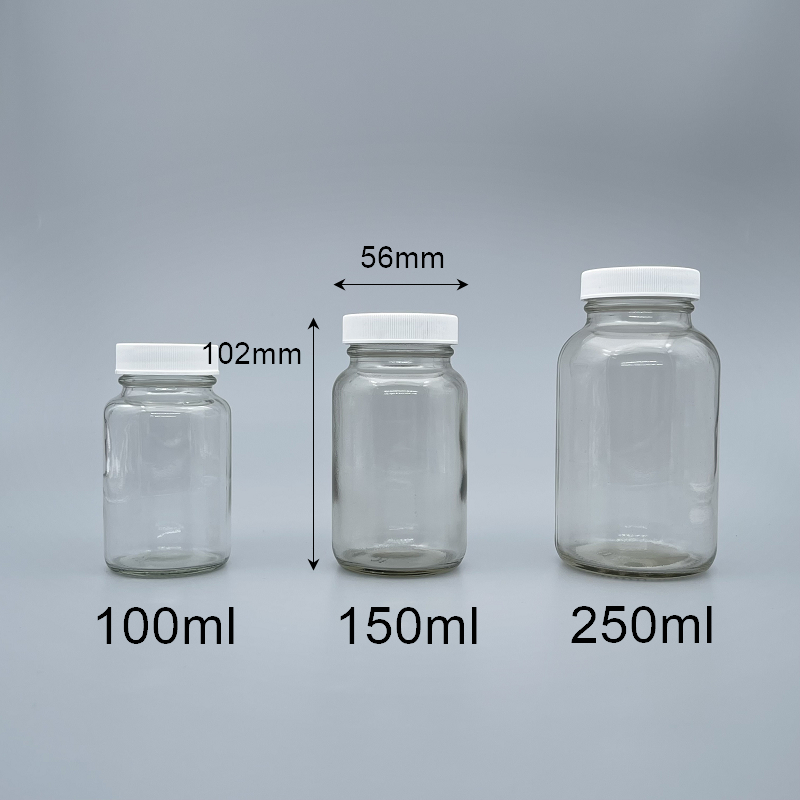 玻璃瓶 透明 白蓋+封口紙 150ml 3110A#