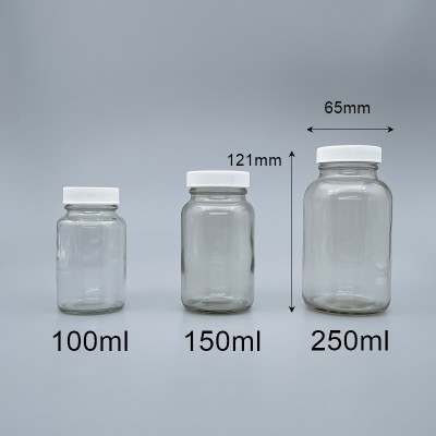 玻璃瓶 透明 白蓋+封口紙 250ml 3125A#