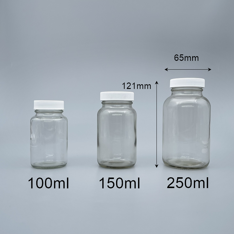 玻璃瓶 透明 白蓋+封口紙 250ml 3125A#