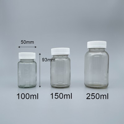 玻璃瓶 透明 白安全蓋+封口紙 100ml F-3123