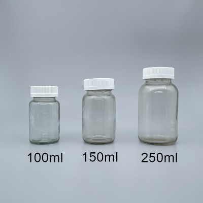 玻璃瓶 透明 白安全蓋+封口紙 100ml F-3123