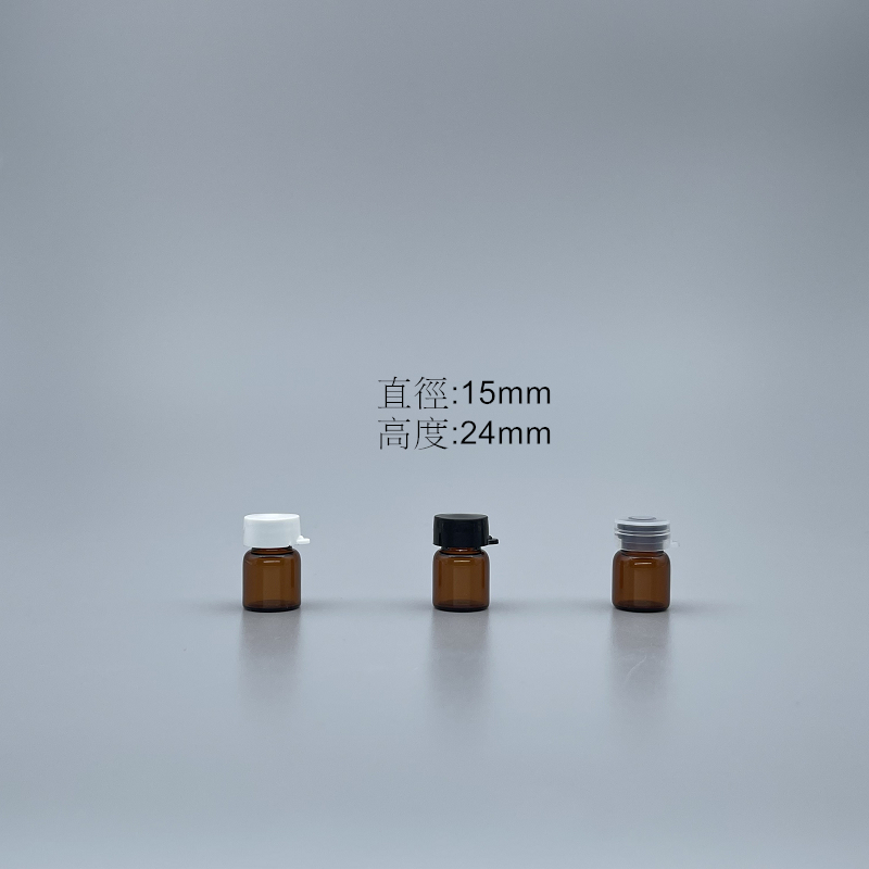 玻璃瓶 1.5cc 透明+白色外套蓋 15x22.5mm
