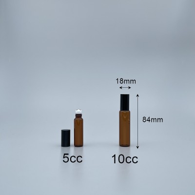 滾珠瓶 茶色 10cc 鋼珠頭 黑蓋 18x65mm