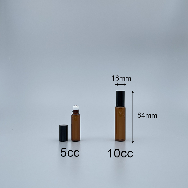 滾珠瓶 茶色 10cc 鋼珠頭 黑蓋 18x65mm