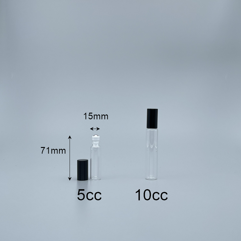 滾珠瓶 透明 5cc  鋼珠頭 黑蓋 15x52mm