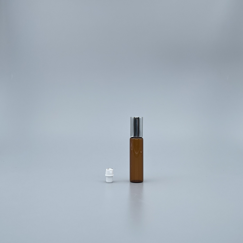 滾珠瓶 三鋼珠 茶色 10cc 亮銀蓋 18x65mm