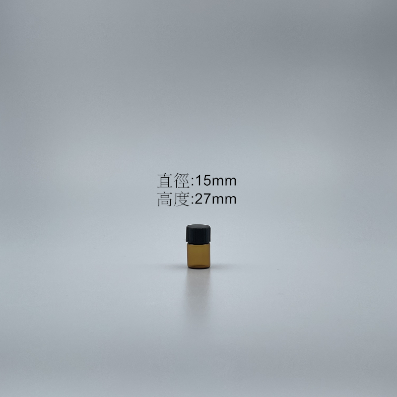 拍拍瓶 1.5cc 茶色+黑蓋附有洞內塞 15x23mm