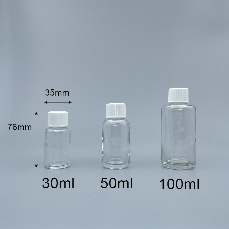 玻璃瓶 透玻 30ml 條紋蓋+5.5#無洞內塞