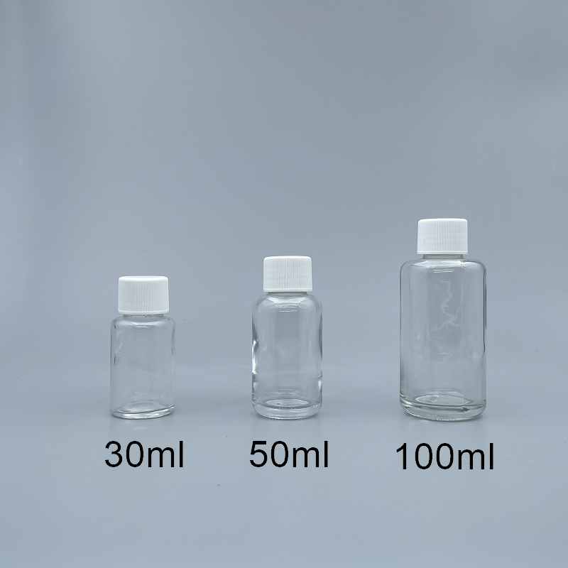 玻璃瓶 透玻 30ml 條紋蓋+5.5#無洞內塞