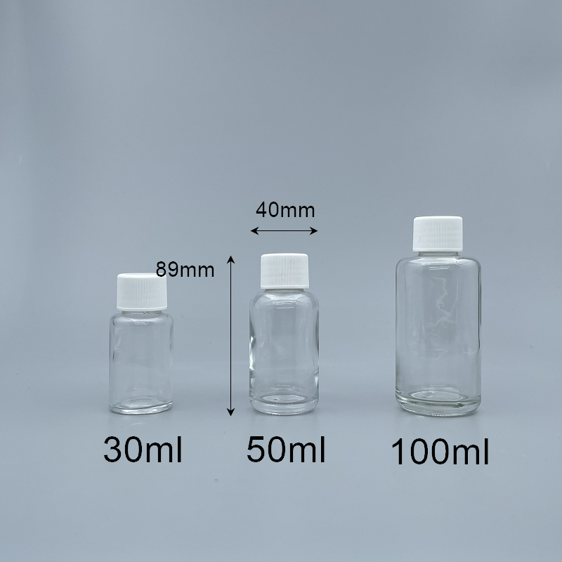 玻璃瓶 透玻 50ml 條紋蓋+5.5#無洞內塞