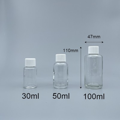 玻璃瓶 透玻 100ml 條紋蓋+5.5#無洞內塞