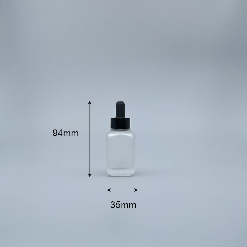 滴瓶 四角型毛玻黑蓋 30ml L-0301
