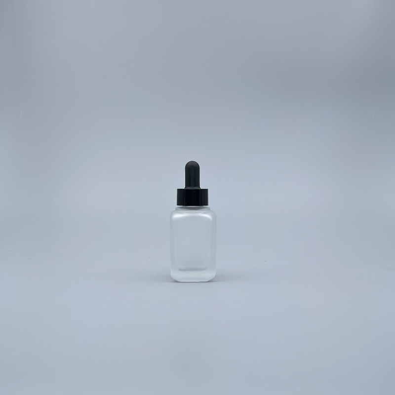滴瓶 四角型毛玻黑蓋 30ml L-0301