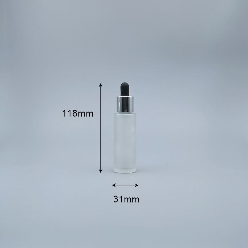 滴瓶 毛玻 30ml L-0307 亮銀蓋+有洞塞