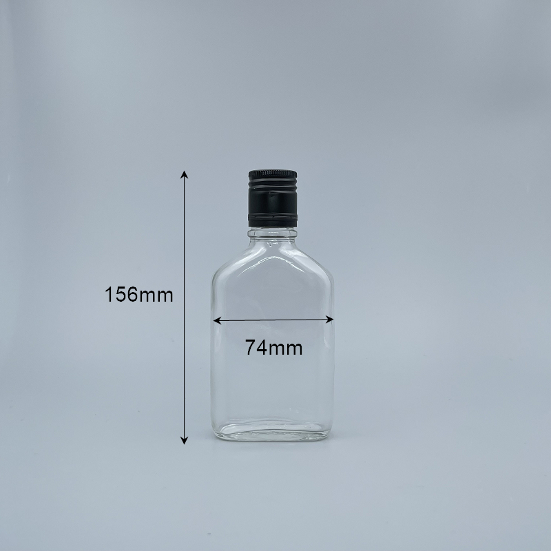 鋁蓋瓶 黑蓋 透玻扁酒瓶 150ml