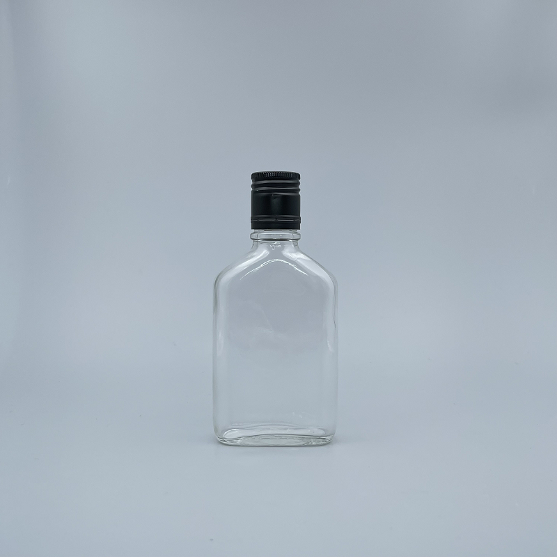 鋁蓋瓶 黑蓋 透玻扁酒瓶 150ml