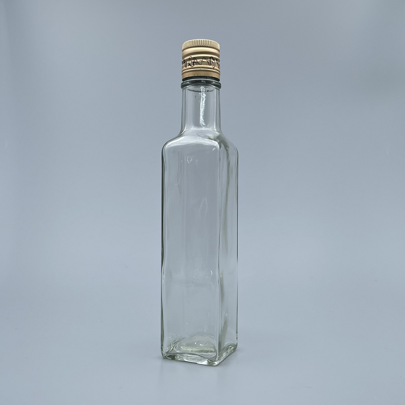 鋁蓋瓶 黑蓋 四角油瓶 透玻 250ml