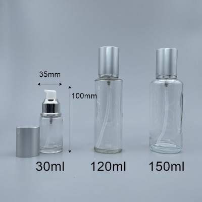 壓瓶 霧銀蓋 透玻 30ml L-0350