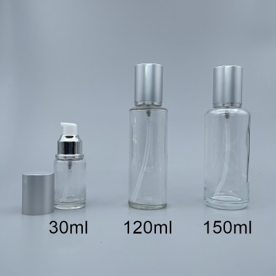 壓瓶 霧銀蓋 透玻 30ml L-0350