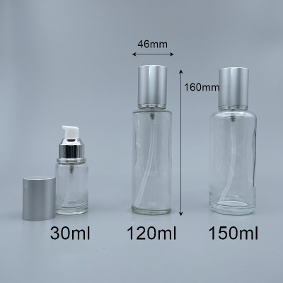 壓瓶 霧銀蓋 透玻 120ml L-1208
