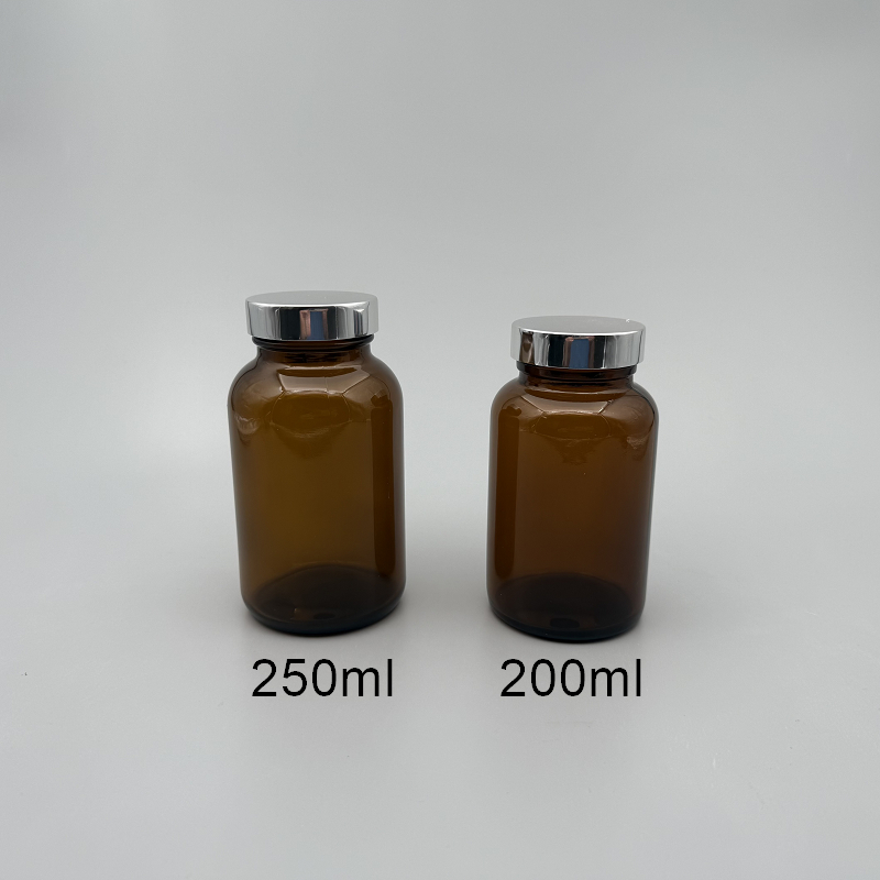 玻璃瓶 茶色 銀蓋11# 45mm 200ml  GM