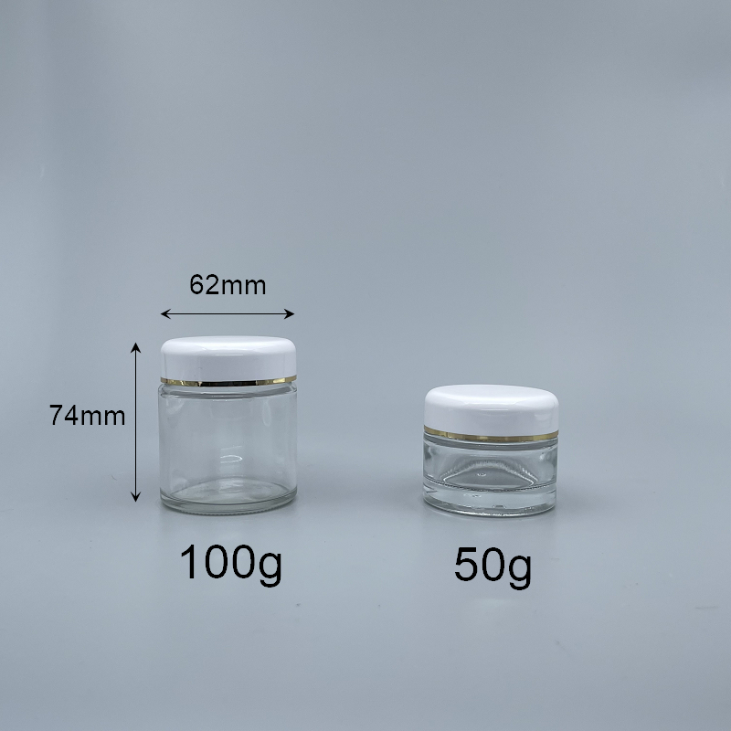 透玻白蓋盒(銀邊) 100g高型 RP-56