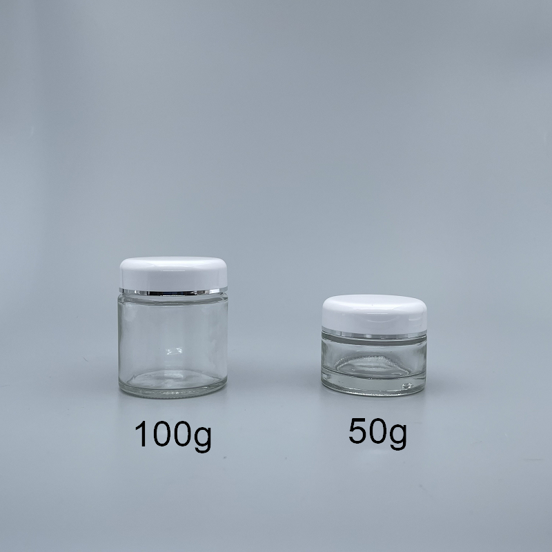 透玻白蓋盒(銀邊) 100g高型 RP-56