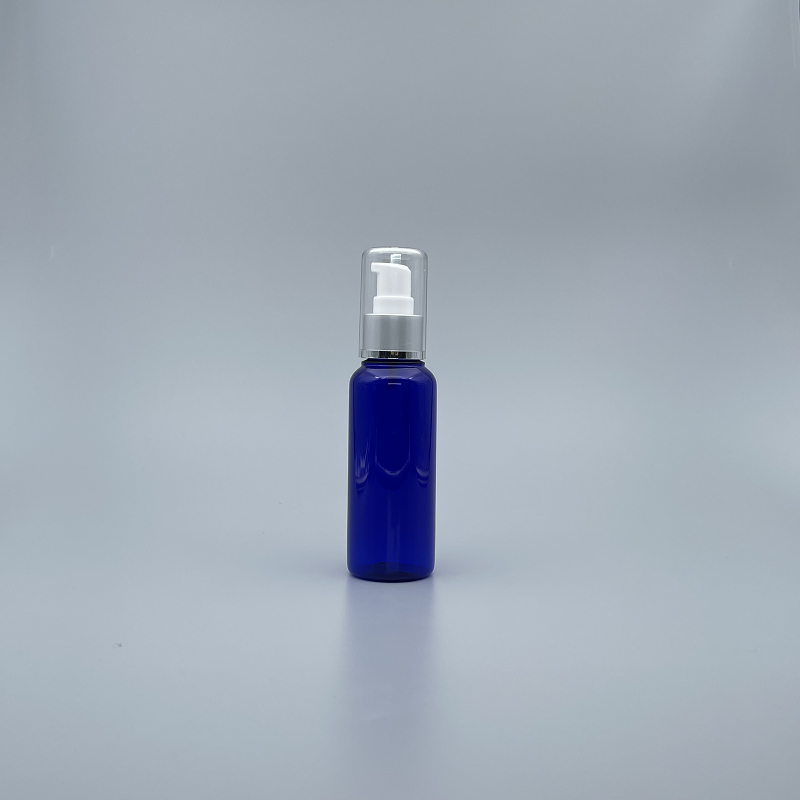 壓瓶 附蓋霧銀中束 PETG 100ml 藍身 J-100