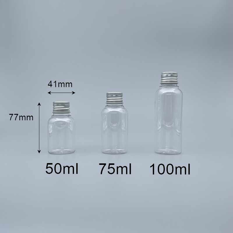 鋁蓋瓶 PETG 50ml  透明 全鋁蓋+內塞 J-50
