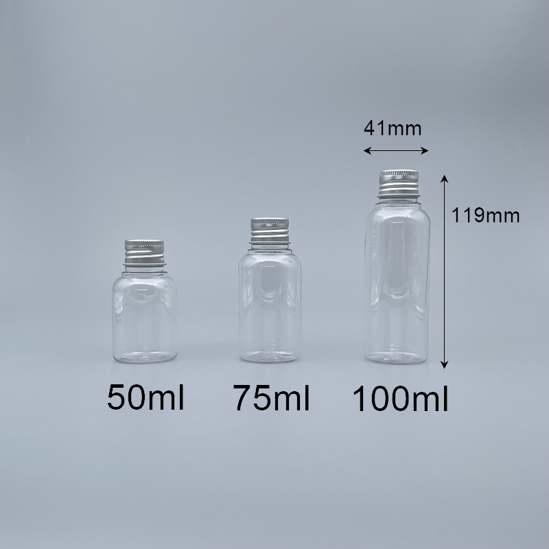 鋁蓋瓶 PETG 100ml 透明 全鋁蓋+內塞 J-100