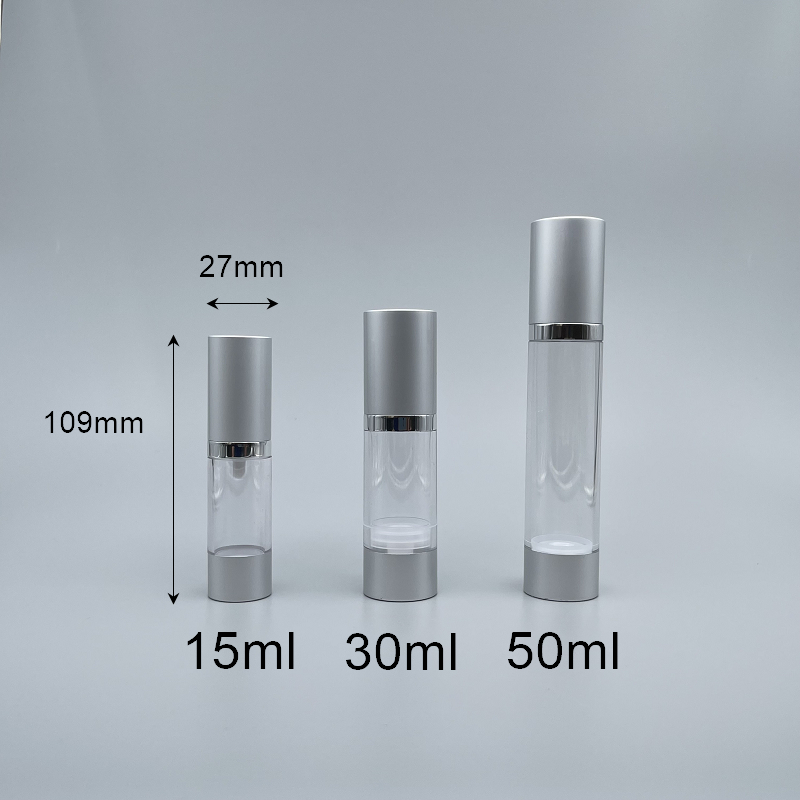真空壓瓶 PETG 上下包鋁霧銀 15ml AR-15
