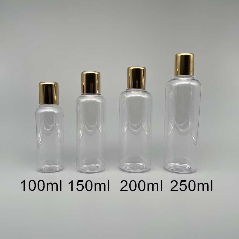 化粧水瓶 透明身 亮金蓋+內塞 100cc
