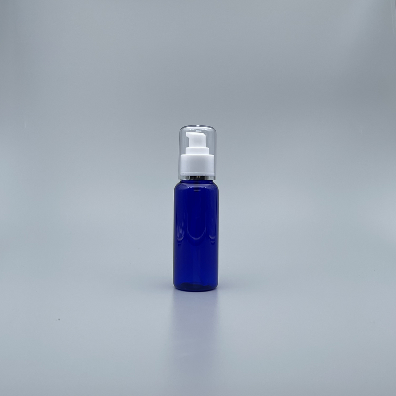 壓瓶 附蓋 PETG 100cc 藍色 蓋滾銀邊 J-100
