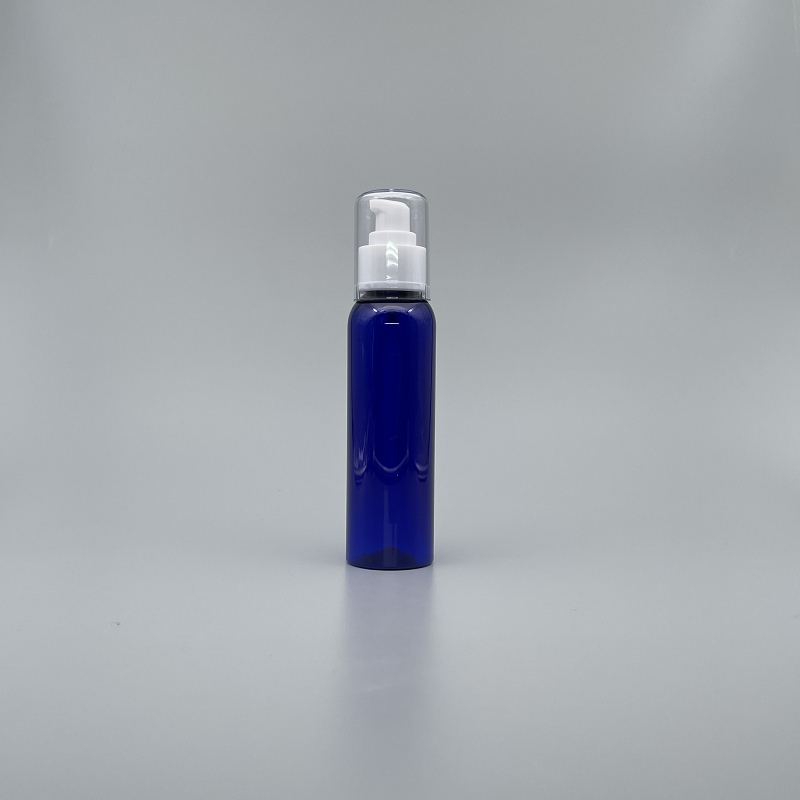 壓瓶 附蓋 PET 120cc 藍色 蓋無滾邊