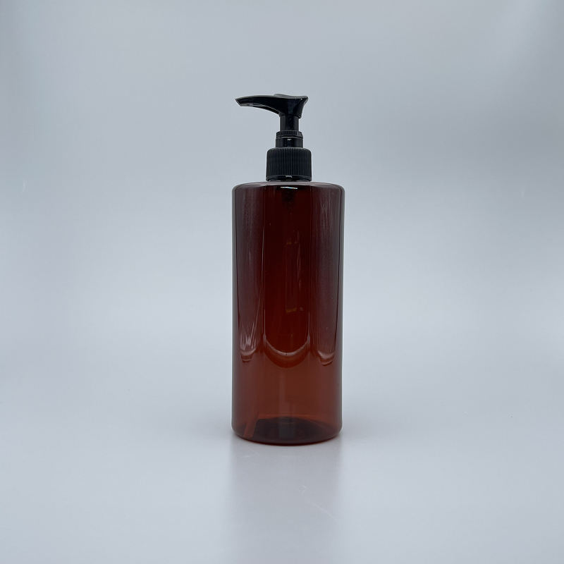 壓瓶 PET 500ml 茶色+24牙黑色壓頭