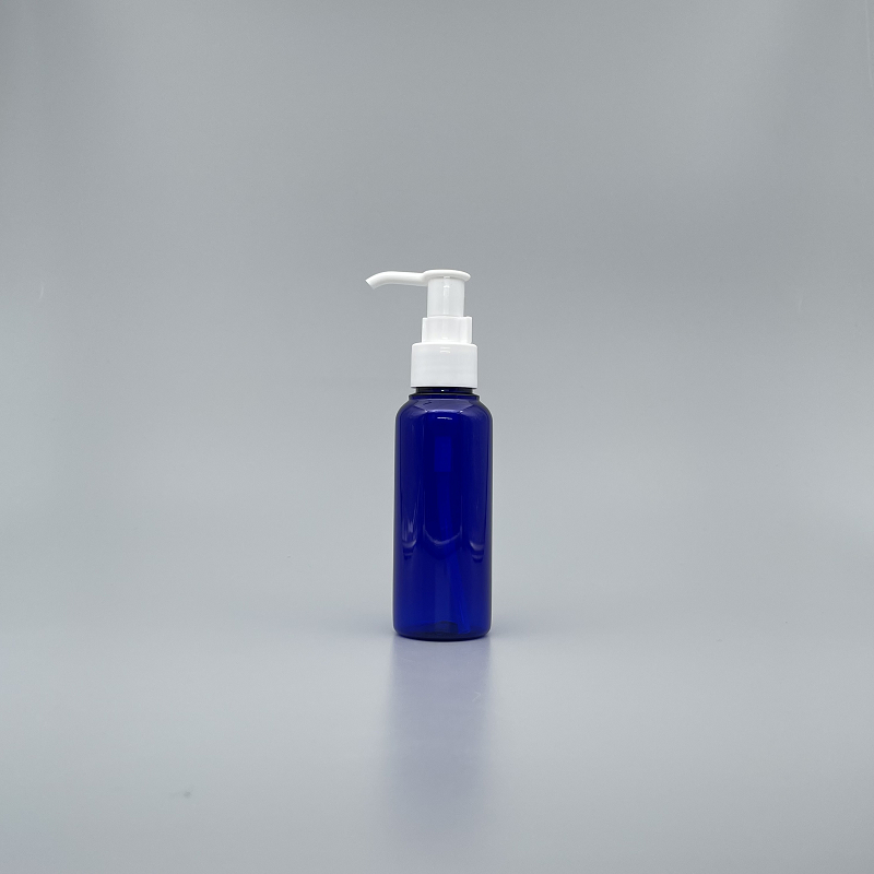 壓瓶 PETG 100cc 藍色 卸妝油白壓頭 J-100