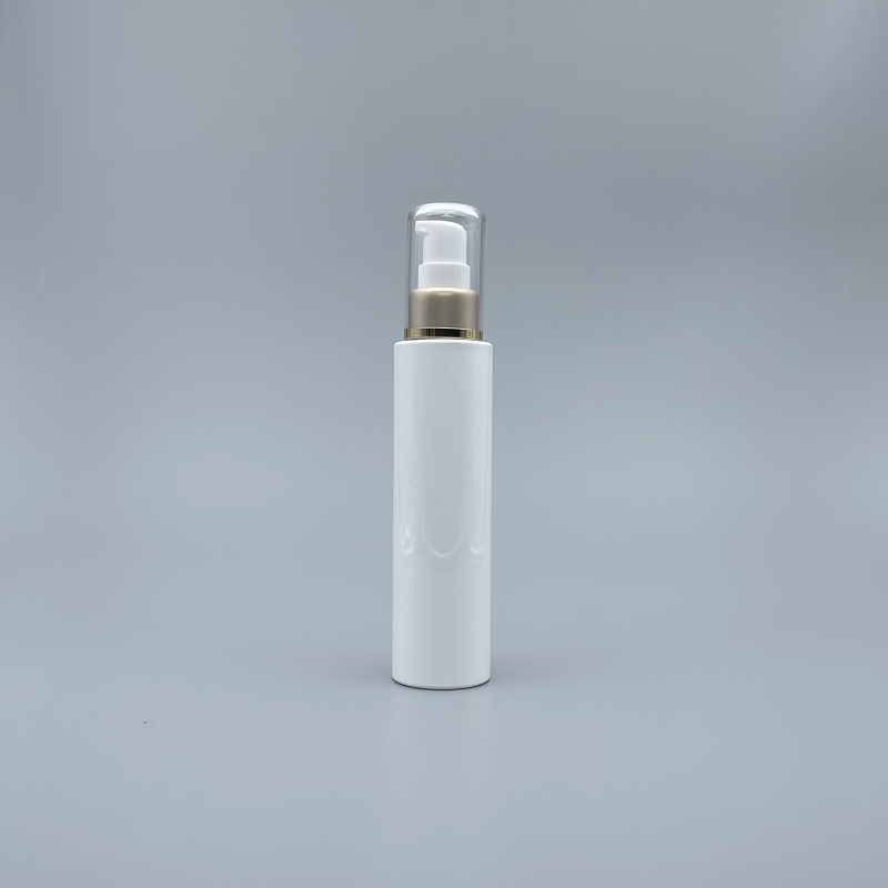 壓瓶 附蓋霧金中束 PET 100ml 白色直角 SS-100