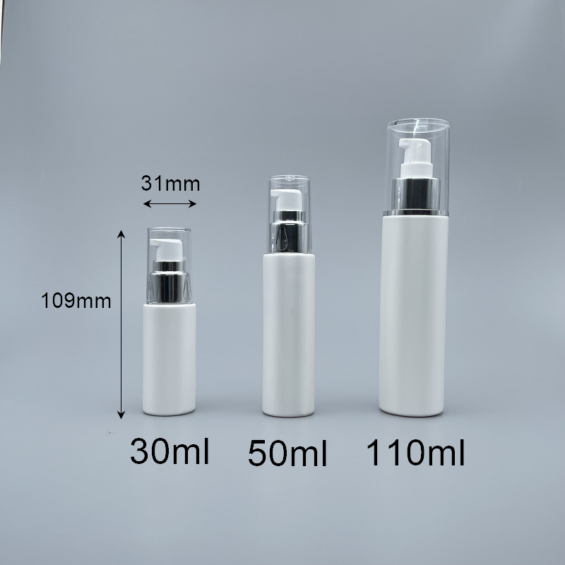 壓瓶 附蓋銀頭珍珠白身 30ml (可裝35ml)
