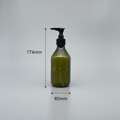 壓瓶 PETG 橄欖綠斜肩瓶 250ml 本色壓頭 ZY-010