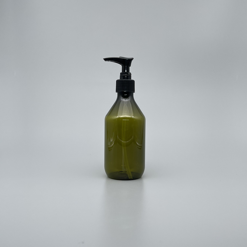 壓瓶 PETG 橄欖綠斜肩瓶 250ml 黑壓頭 ZY-010