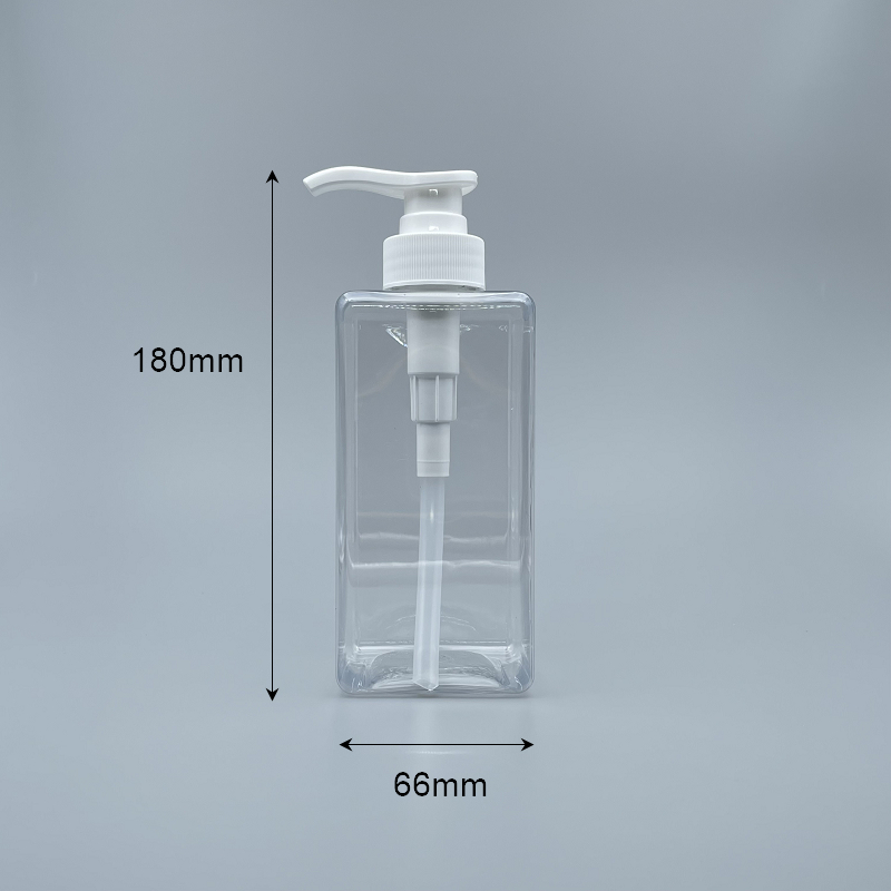 壓瓶 PET 500ml 透明+33牙壓頭 四角瓶身 LV-177