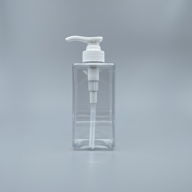 壓瓶 PET 500ml 透明+33牙壓頭 四角瓶身 LV-177