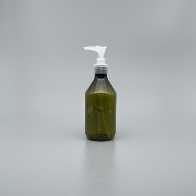壓瓶 PETG 橄欖綠斜肩瓶 250ml 本色壓頭 ZY-010