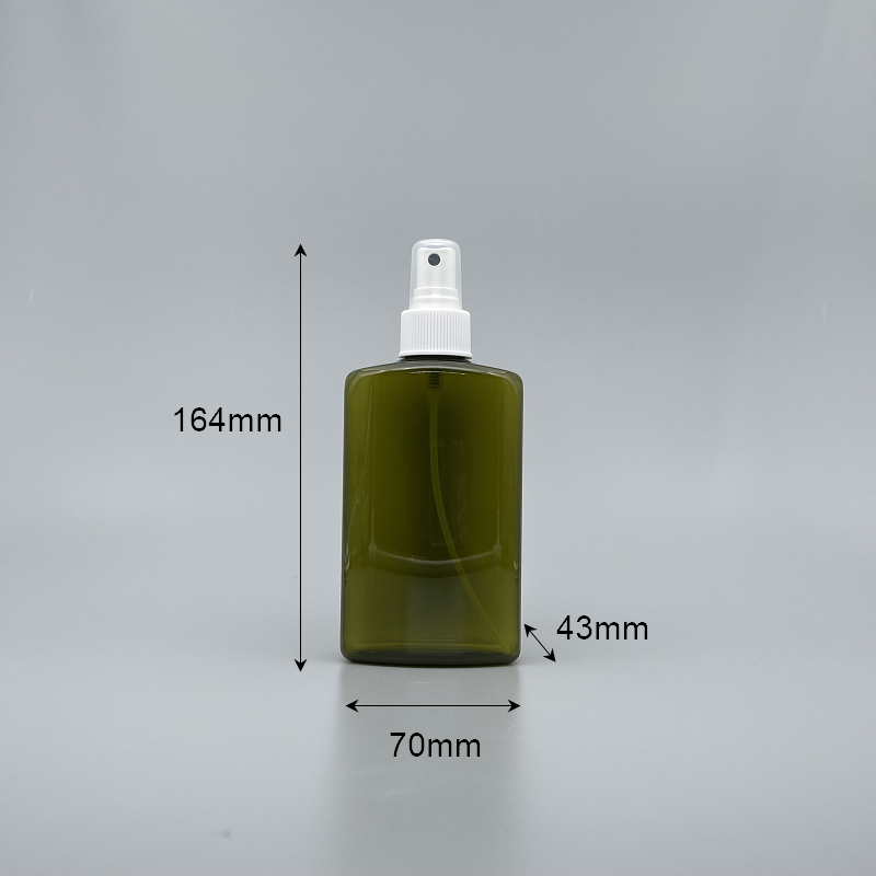 噴瓶 PETG 橄欖綠扁方瓶 250ml 黑噴頭 ZY-008